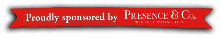 Red banner promoting Christmas at Bewl Water's 2025 sponsors, Presence & Co.